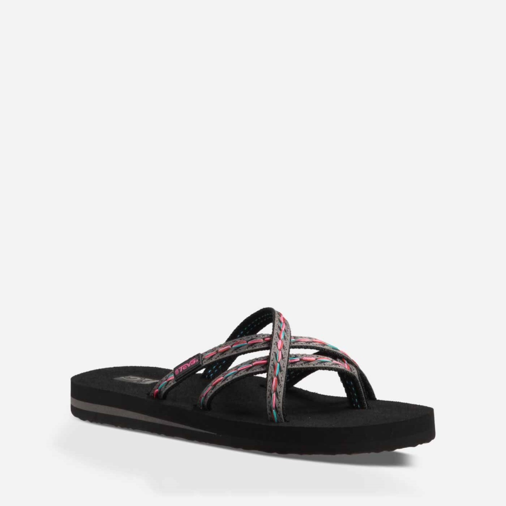 Teva Olowahu - Women's Teva Flip Flops - Black | India (XOPN05627)